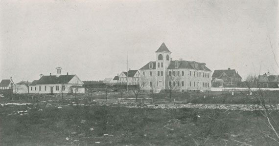 white : Old and New Academy Buildings, and Roman Catholic Church