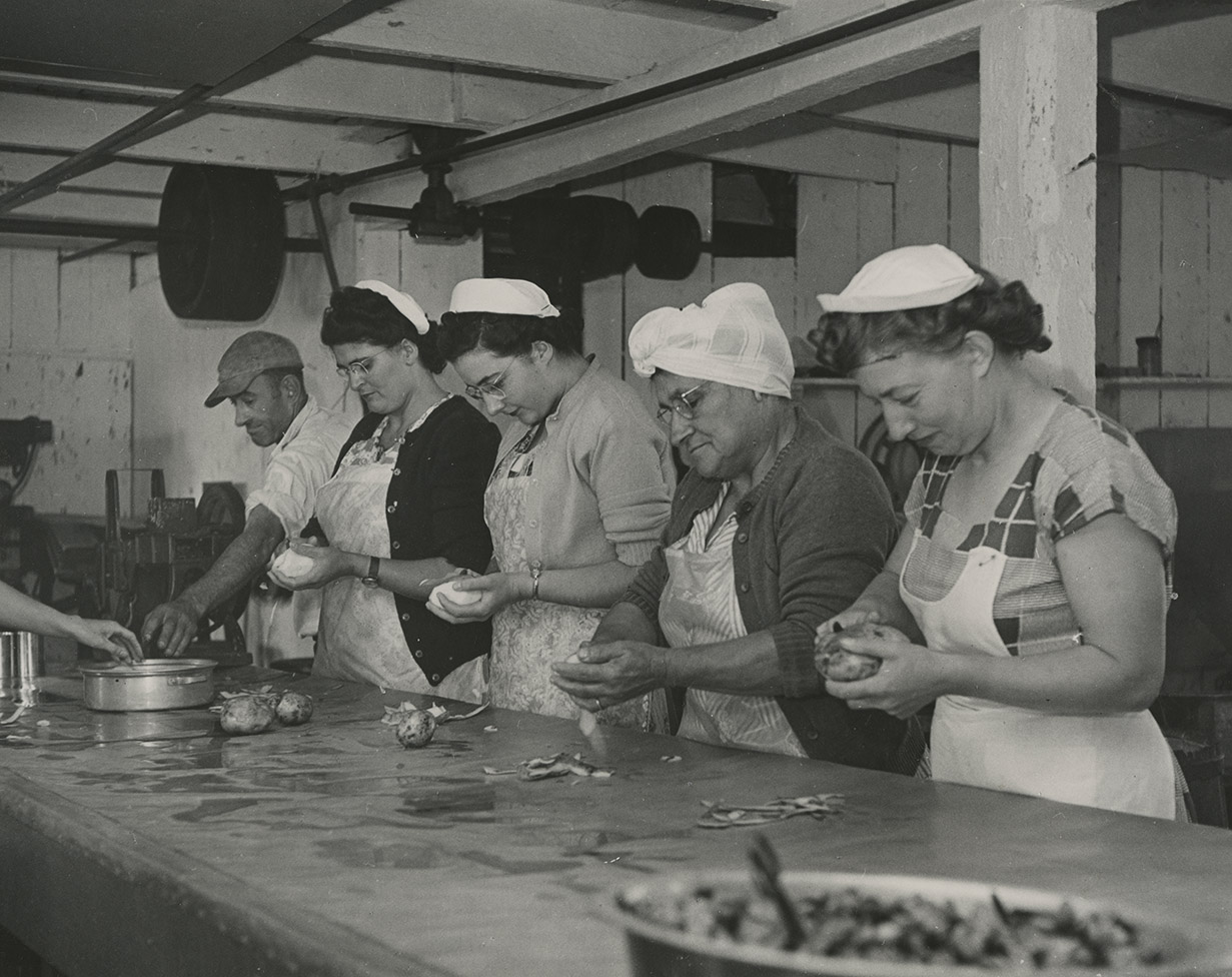 communityalbums - Women peeling potatoes for canned clam chowder at the Frank E. Davis Fish Plant in New Edinburgh, NS