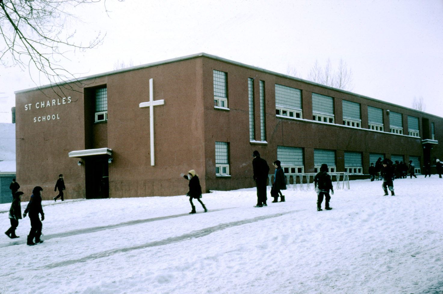 communityalbums - Saint Charles School in winter, Amherst, Nova Scotia.
