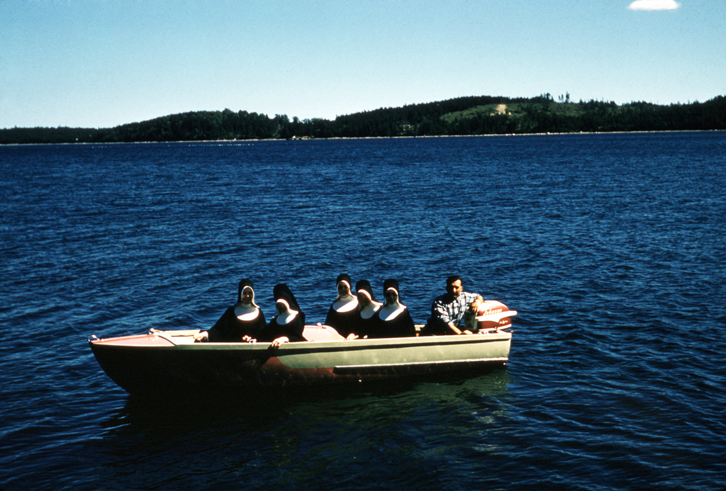 communityalbums - Sisters of Charity-Halifax in a speed boat, Camp Villa Maria, Mahone Bay, Nova Scotia.