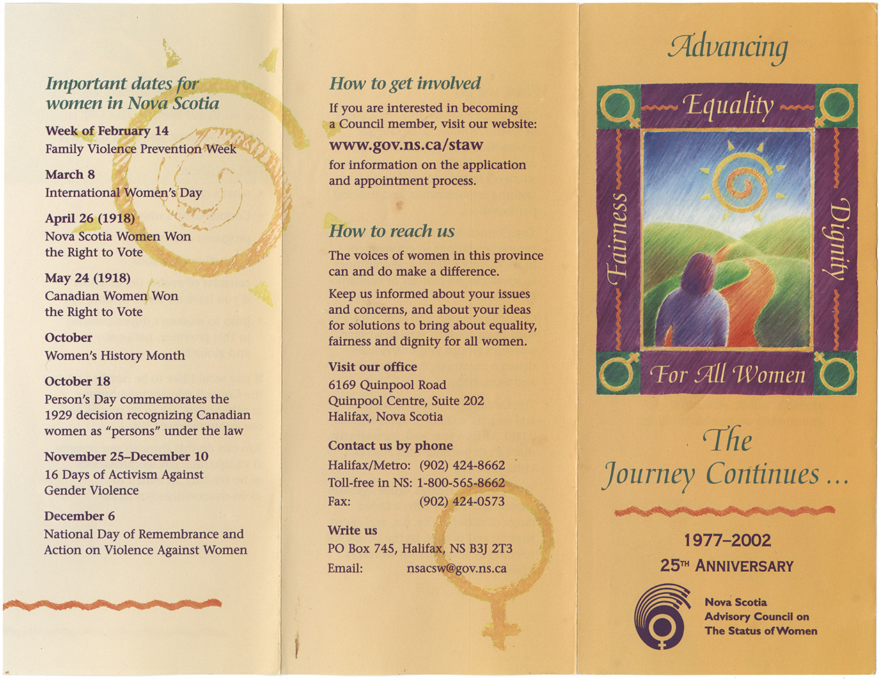 communityalbums - Nova Scotia Advisory Council on the Status of Women 25th Anniversary pamphlet