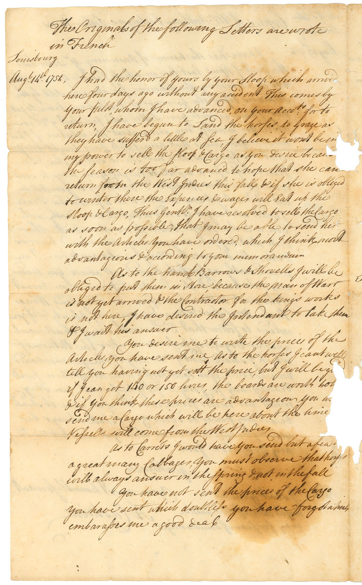 Easson : Copies of Mr. Anthony Costaign's letters to us