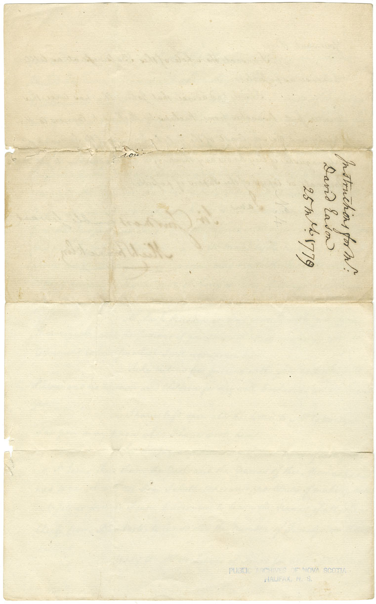 Easson : Letter, Michael Francklin, Windsor, to David Easson