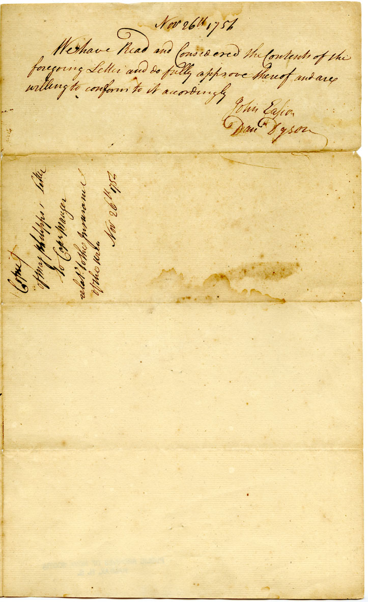 Easson : Letter, Major Erasmus J. Philipps, Annapolis Royal, to Joshua Mauger