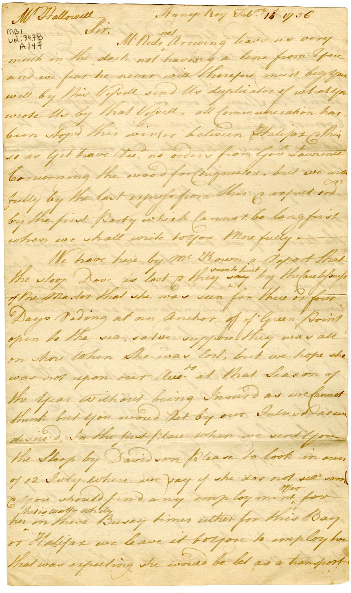 Easson : Copy of letter, Dyson & Easson to Mr. Hallowell