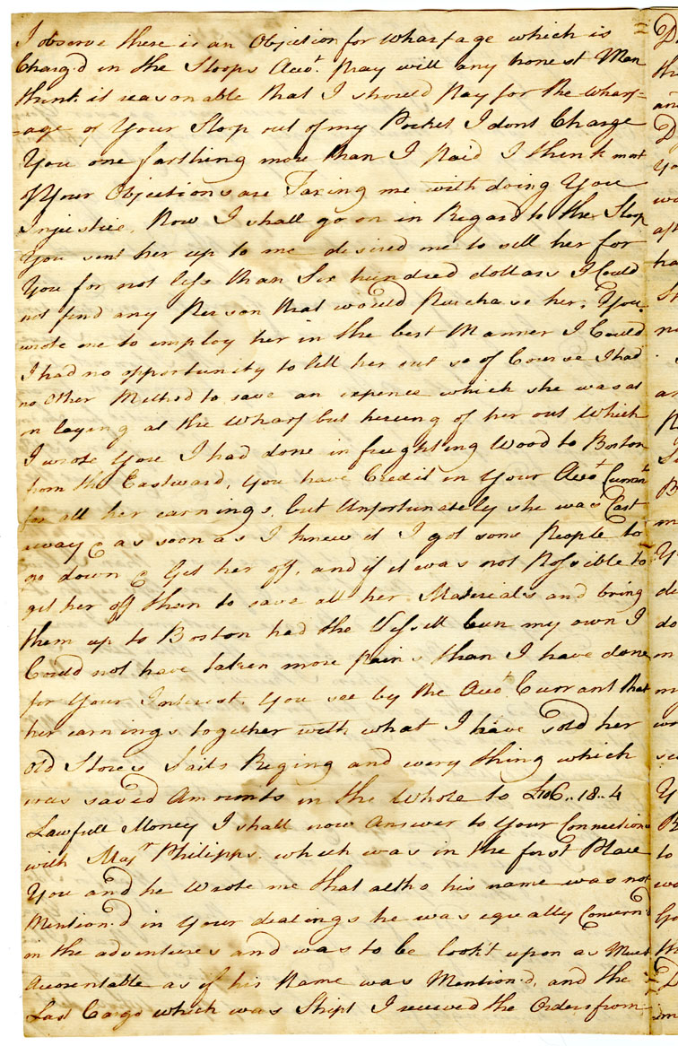 Easson : Letter, Benjamin Hallowell, Boston, to Dyson & Easson