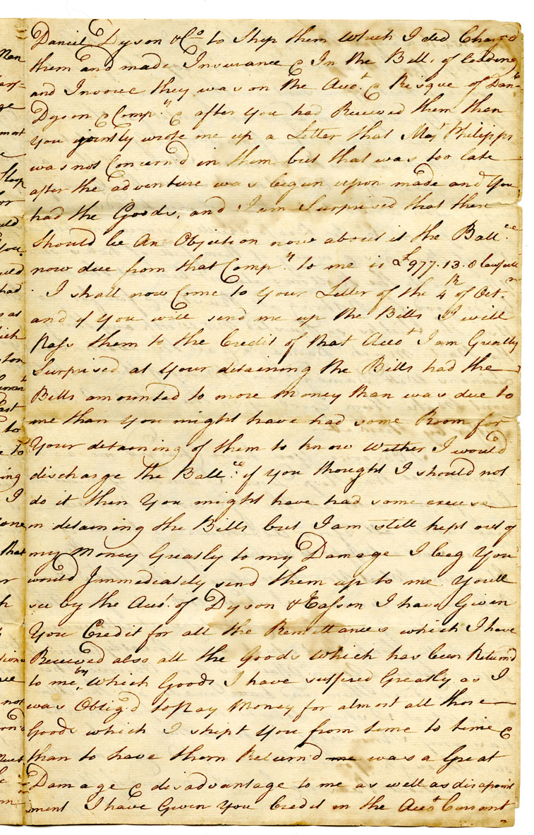 Easson : Letter, Benjamin Hallowell, Boston, to Dyson & Easson