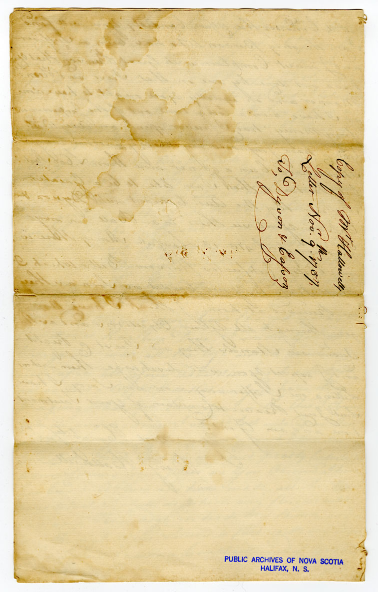 Easson : Letter, Benjamin Hallowell, Boston, to Dyson & Easson