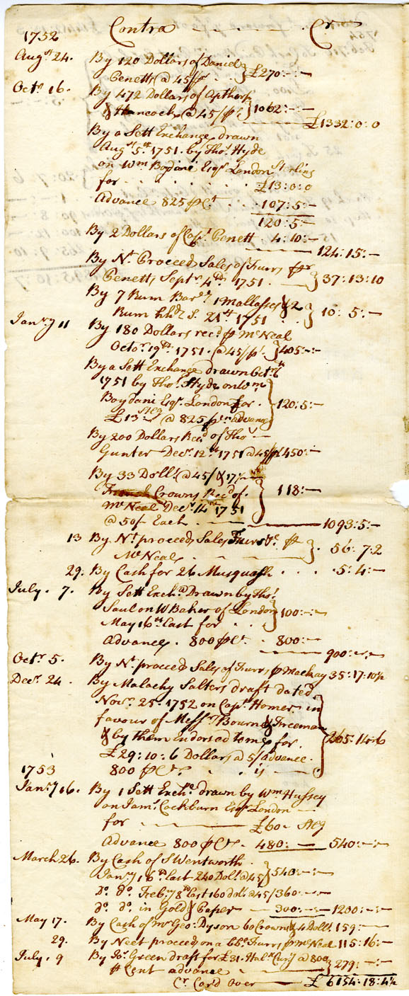 Easson : Statement of Account, late Company of Daniel Dyson, Erasmus James Philipps and John Easson with Francis Johannot of Boston