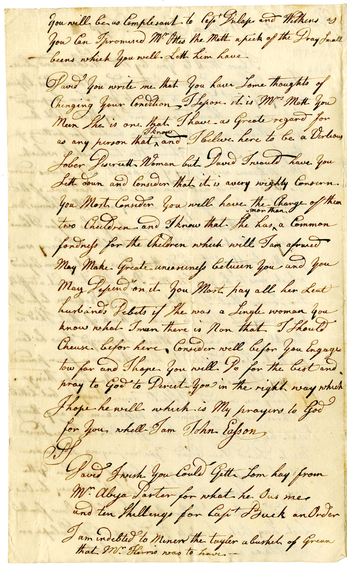 Easson : Letter, John Easson, Halifax, to David Easson