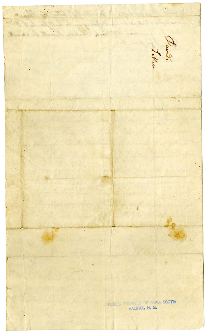 Easson : Letter, John Easson, Halifax, to David Easson