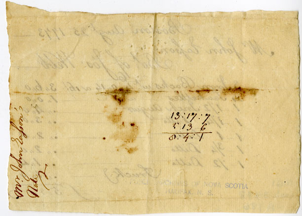 Easson : Invoice, Joseph Webb, Boston, to John Easson