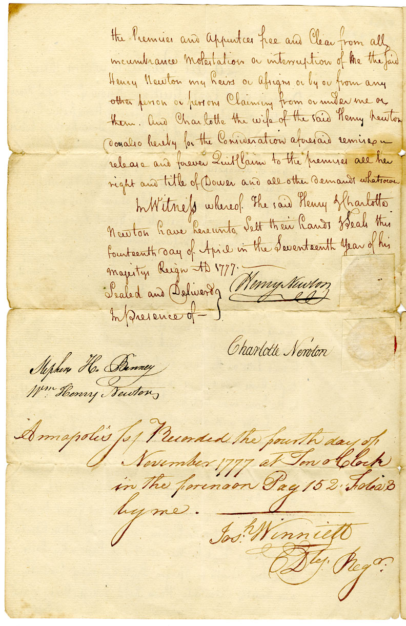 Easson : Deed of Conveyance, Henry Newton, Esq., and wife Charlotte, Halifax, to David Easson, Annapolis