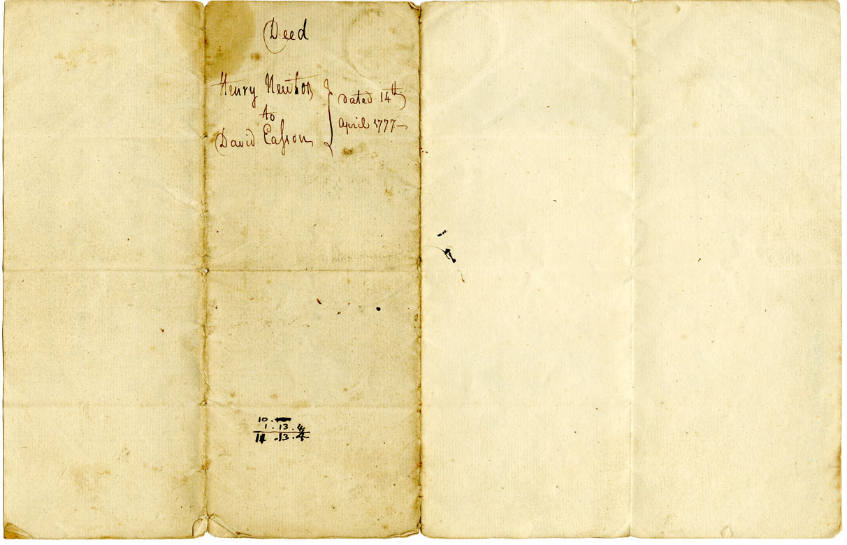 Easson : Deed of Conveyance, Henry Newton, Esq., and wife Charlotte, Halifax, to David Easson, Annapolis