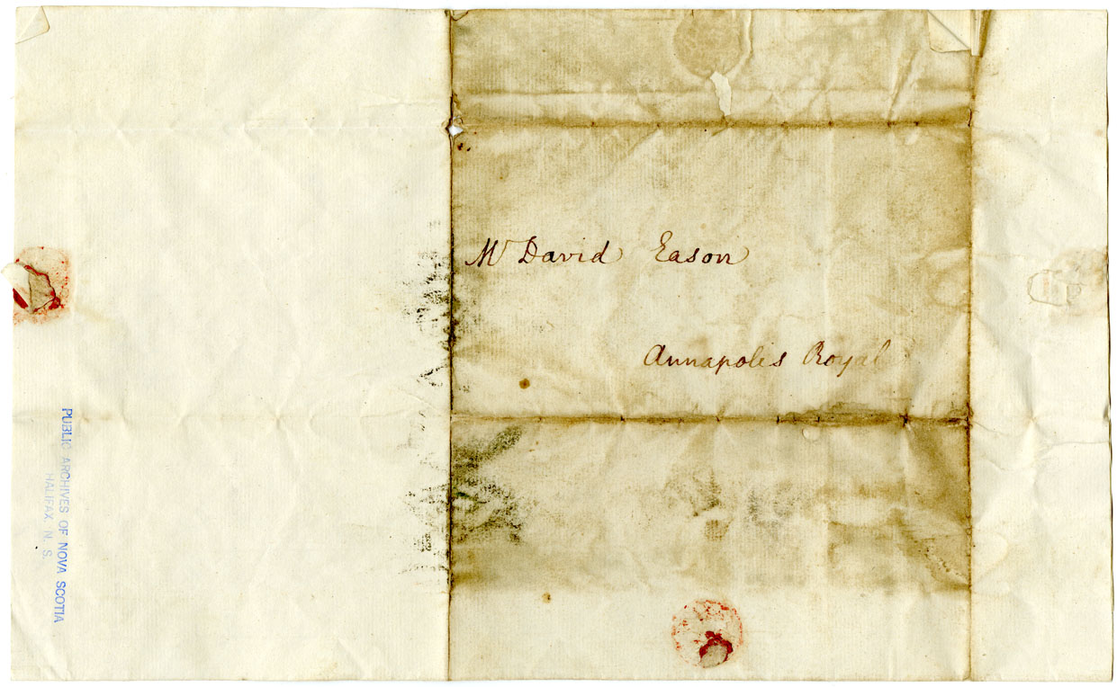 Easson : Letter, Michael Francklin, Windsor, to David Easson