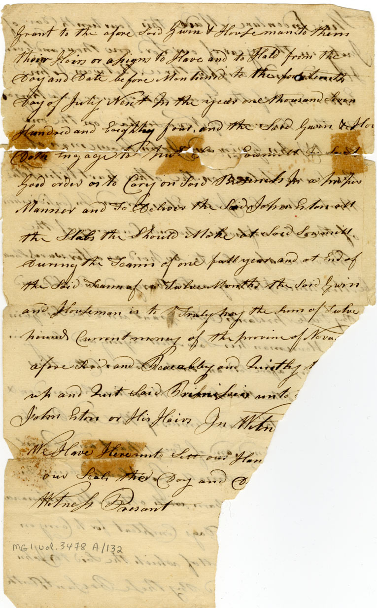 Easson : Indenture between John Easson, Esq., and John Gwin and John Houseman