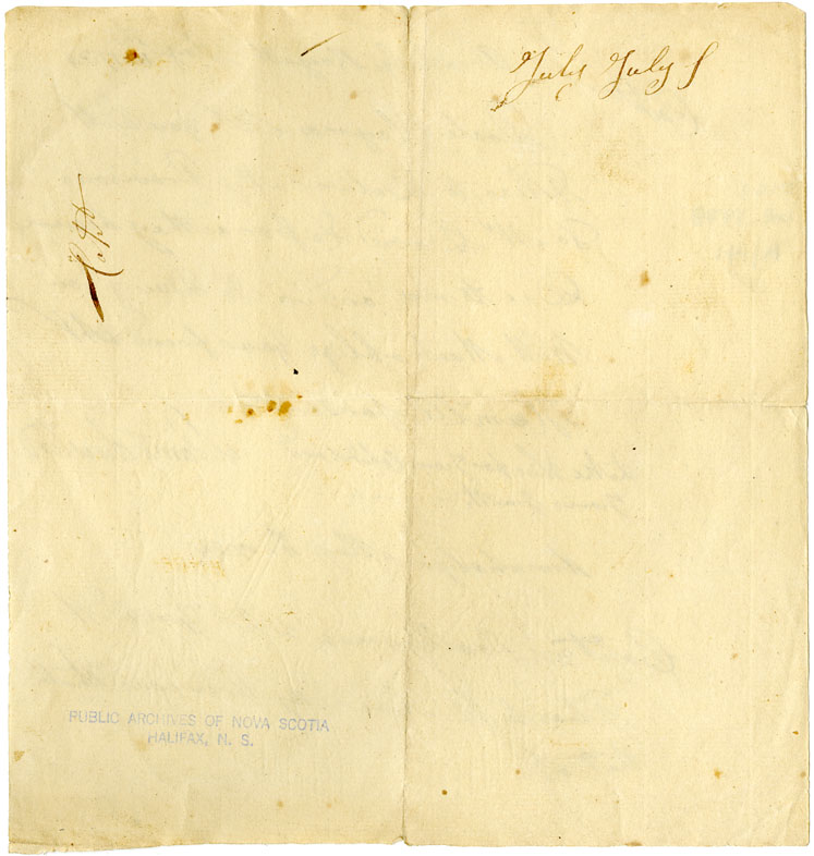 Easson : Letter, Adam Johnston, Annapolis, to Captain Poale Haymos [Polhemus]