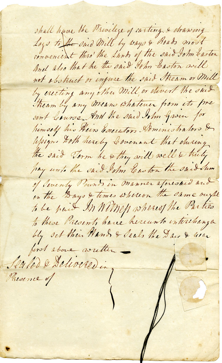 Easson : Indenture, John Easton [Easson] to John Gwin, both of Annapolis Royal