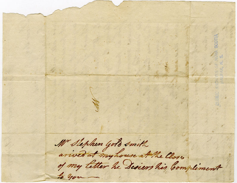 Easson : Letter, John Althouse, Fisherie Point, to Mr. Easson