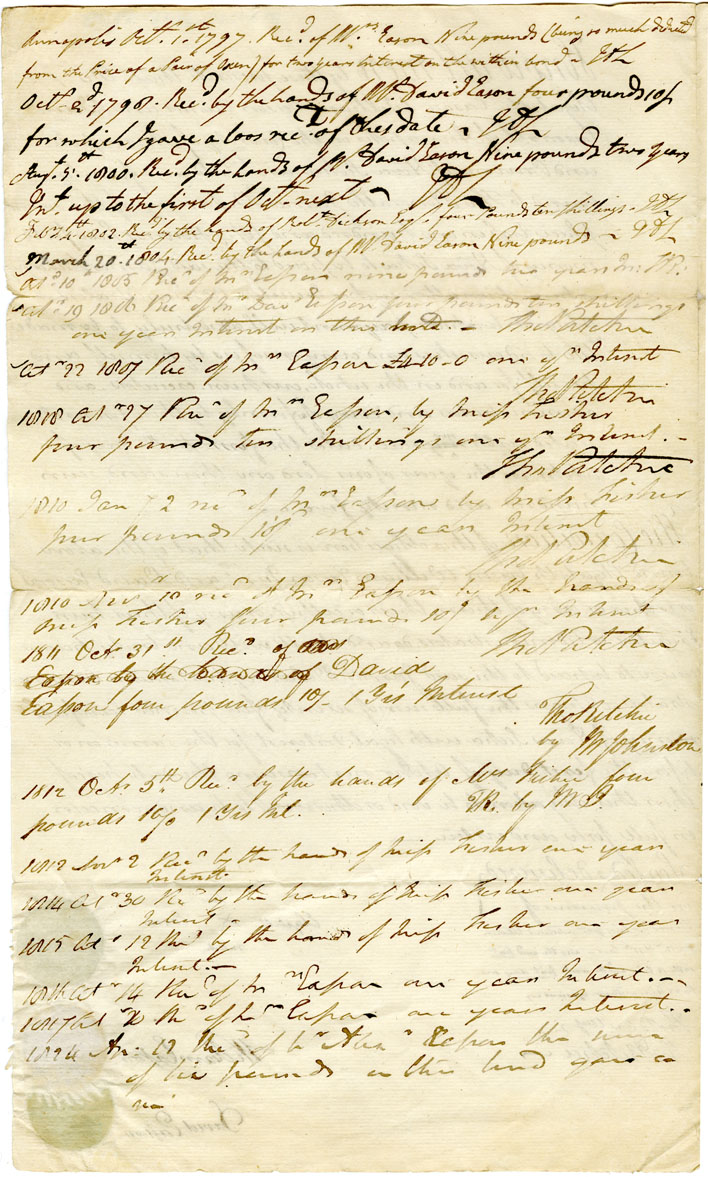 Easson : Bond, Elizabeth Easson, William Easson, Jr. and David Easson to Hon. James DeLancey, Esq.