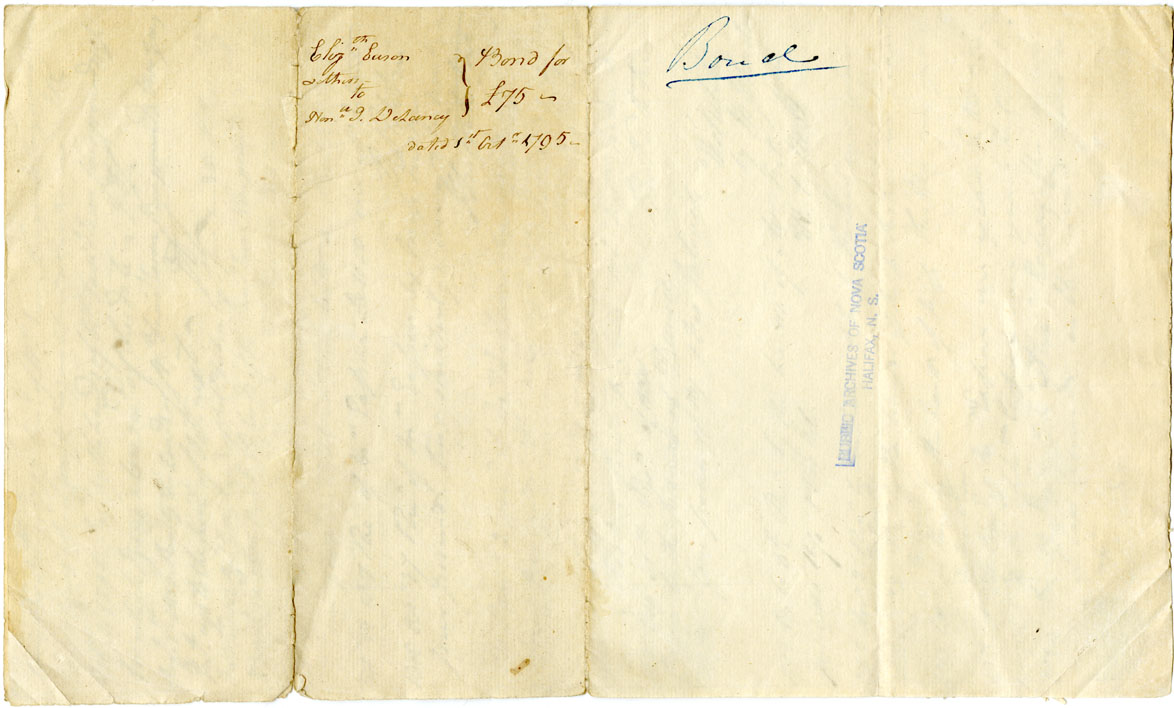 Easson : Bond, Elizabeth Easson, William Easson, Jr. and David Easson to Hon. James DeLancey, Esq.