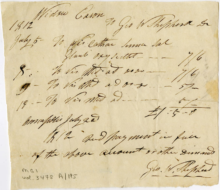 Easson : Account, Widow Eason with George W. Shepherd, Annapolis