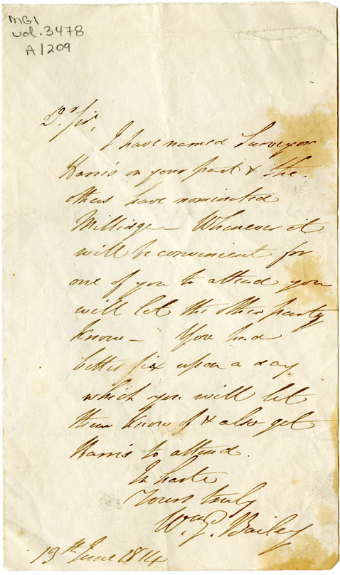 Easson : Letter, William G. Bailey to Alexander Easson