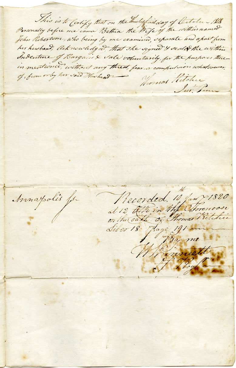 Easson : Indenture, John Robertson, Annapolis, Merchant, and Wife Bethia, to Alexander Easson, Yeoman