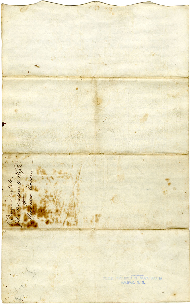 Easson : Indenture, John Robertson, Annapolis, Merchant, and Wife Bethia, to Alexander Easson, Yeoman