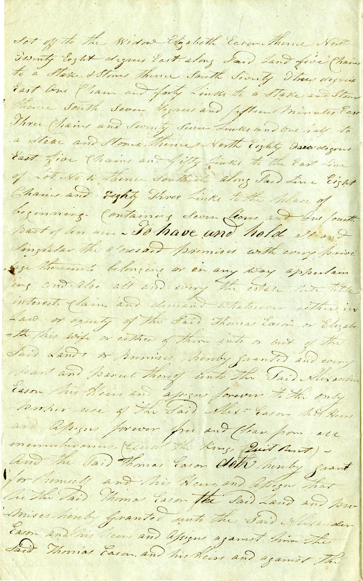 Easson : Indenture, Thomas Easson and his Wife Elizabeth, to Alexander Easson