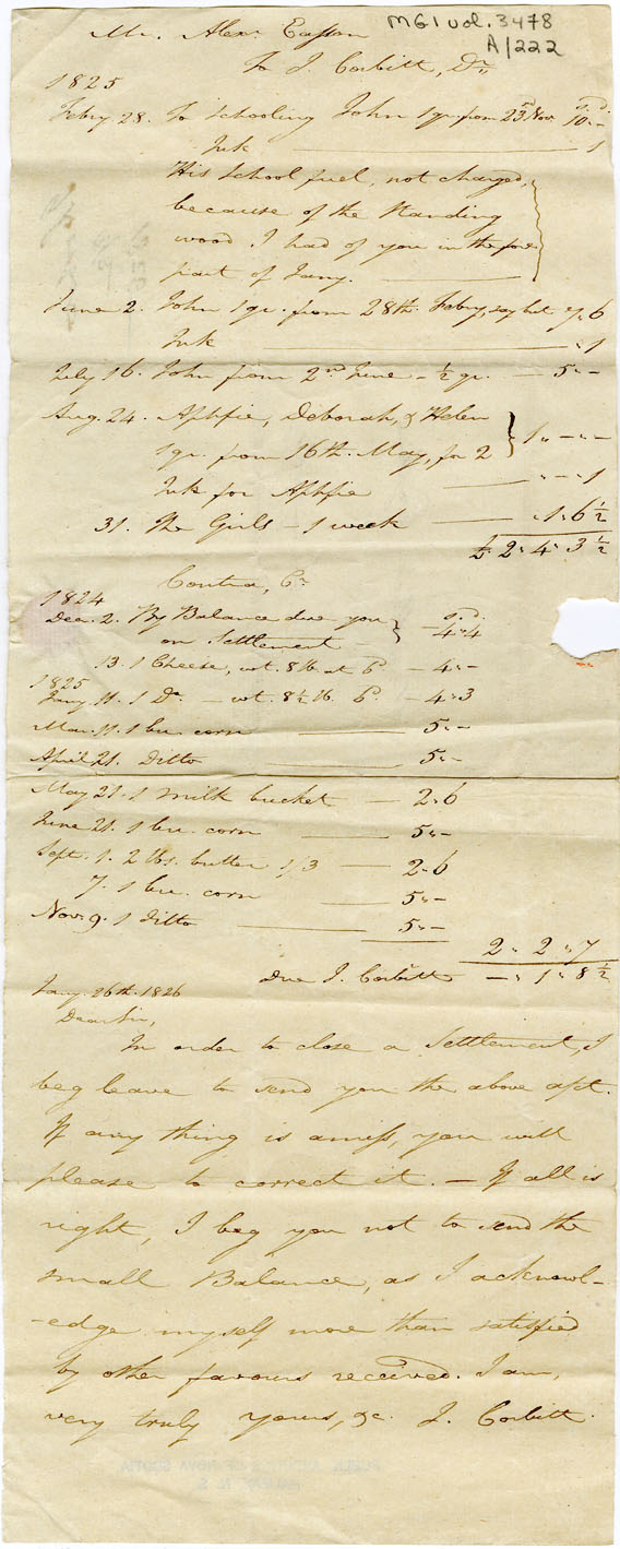 Easson : Account, Alexander Easson with I. Corbitt