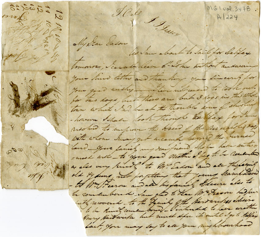 Easson : Letter, John Carter to Alexander Easson