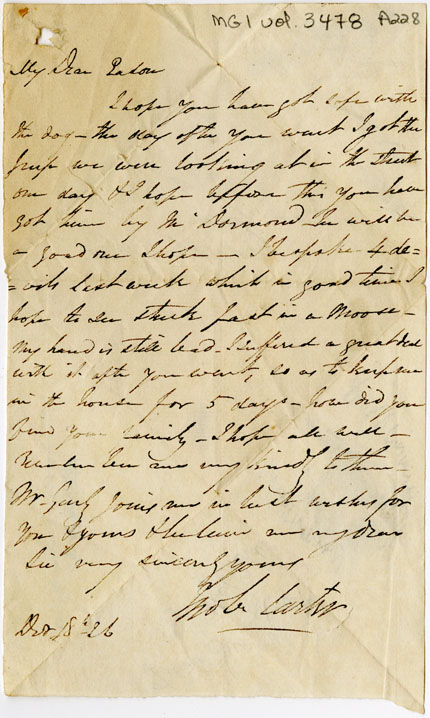 Easson : Letter, John Carter to Alexander Easson