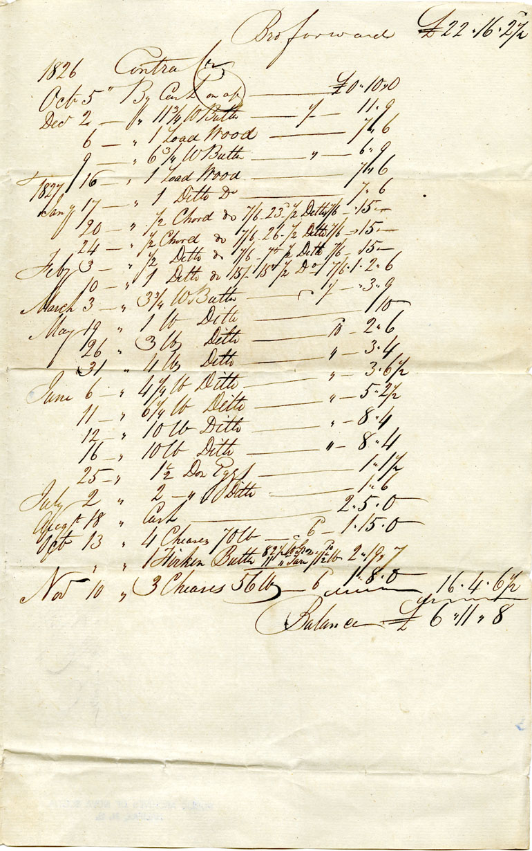 Easson : Account, Alexander Easson with George Runciman, Annapolis