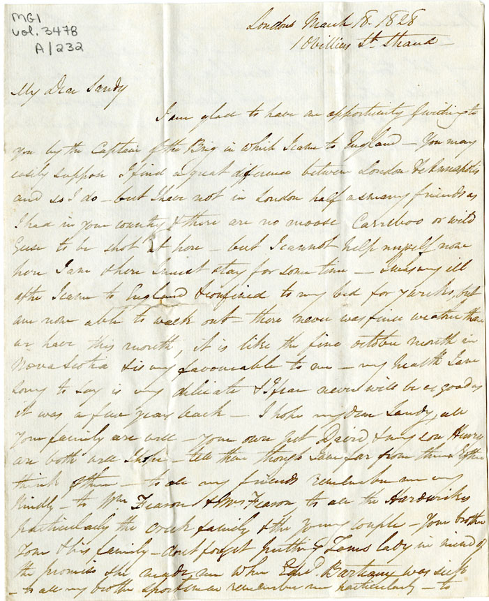 Easson : Letter, John Carter, London, to Alexander Easson