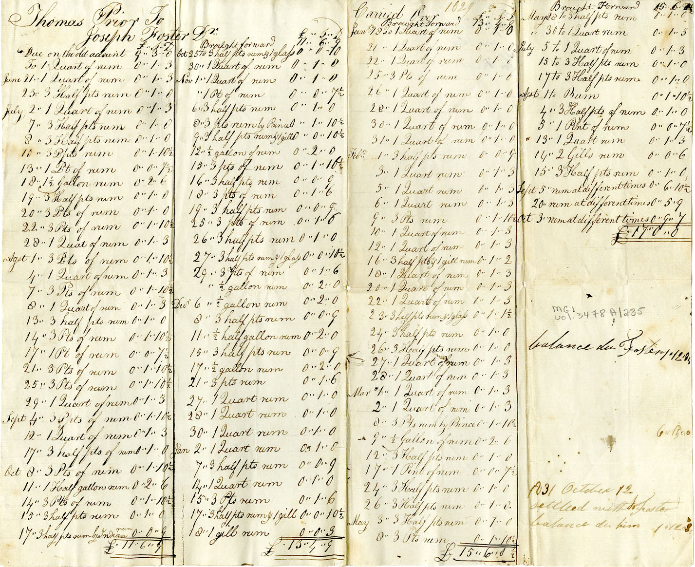 Easson : Account, Thomas Prior with Joseph Foster