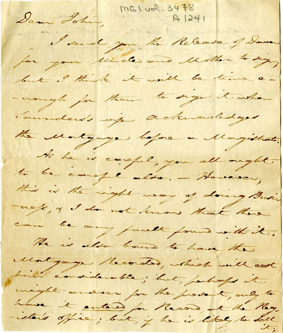 Easson : Letter, I. Corbett to John Easson