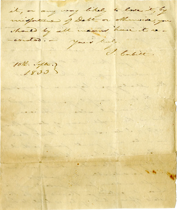 Easson : Letter, I. Corbett to John Easson