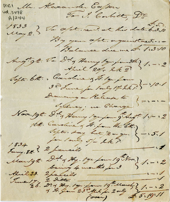 Easson : Account, Alexander Easson with I. Corbitt