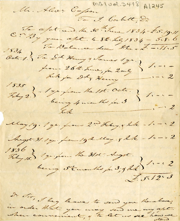 Easson : Account, Alexander Easson with I. Corbitt