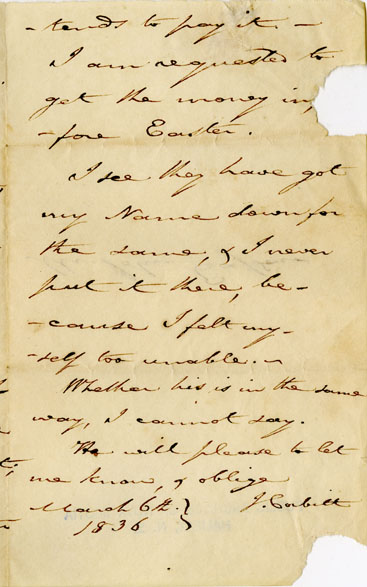 Easson : Letter, I. Corbitt to John Easson