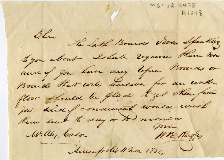 Easson : Letter, W.R. Ruggles to Alexander Easson