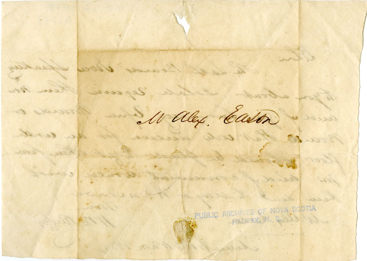 Easson : Letter, W.R. Ruggles to Alexander Easson