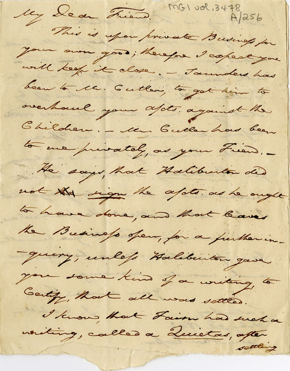 Easson : Letter, I. Corbitt to Alexander Easson