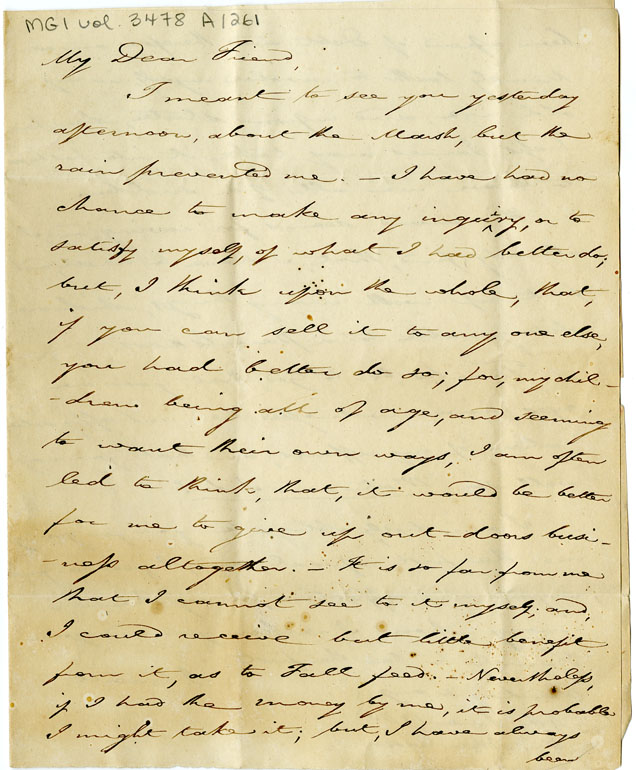 Easson : Letter, I. Corbitt to Alexander Easson