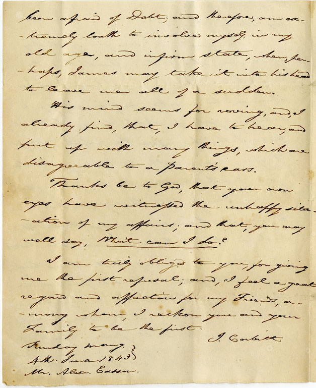 Easson : Letter, I. Corbitt to Alexander Easson