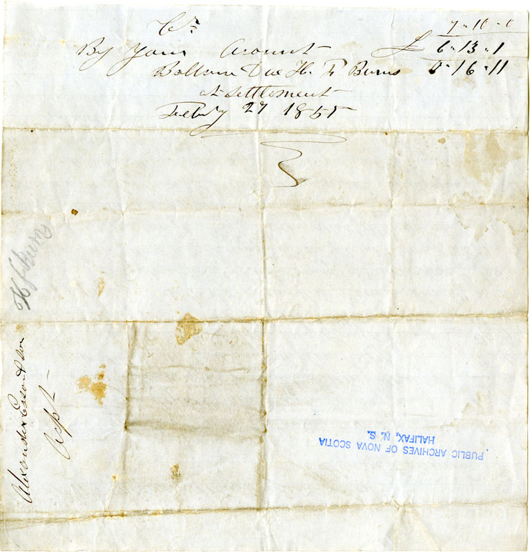 Easson : Account, Alexander Easson with Henry F. Burns