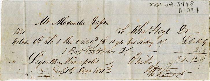 Easson : Receipt, Charles Hoyt, Lequille, to Alexander Easson