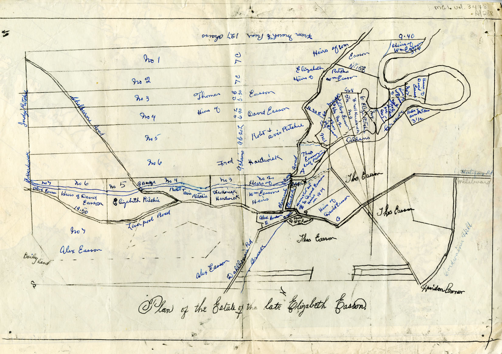 Easson : Plan of Estate of the late Elizabeth Easson