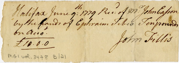 Easson : Receipt, John Fillis, Halifax